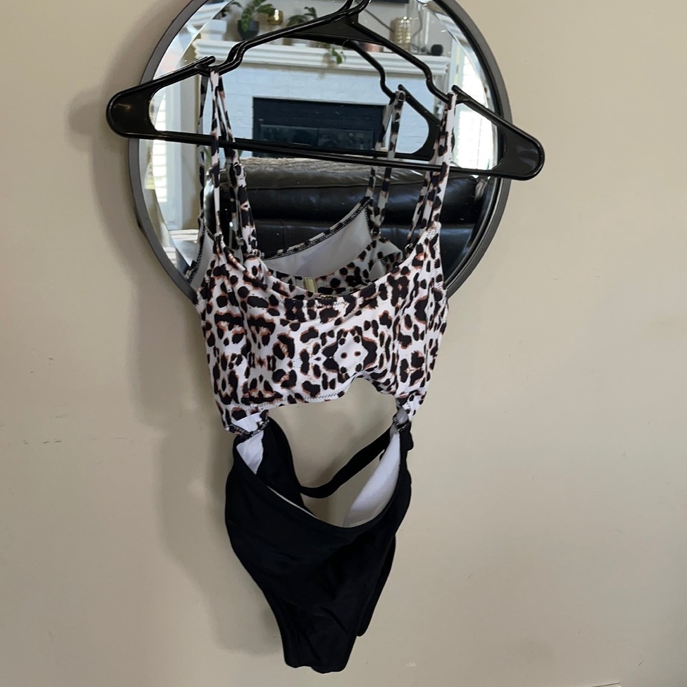 Black & Cheetah print cut out 1 piece